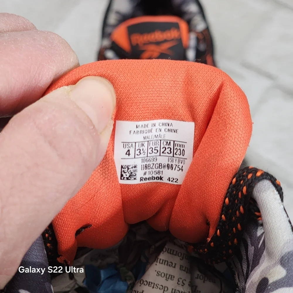 Reebok Black and Orange Athletic Shoes